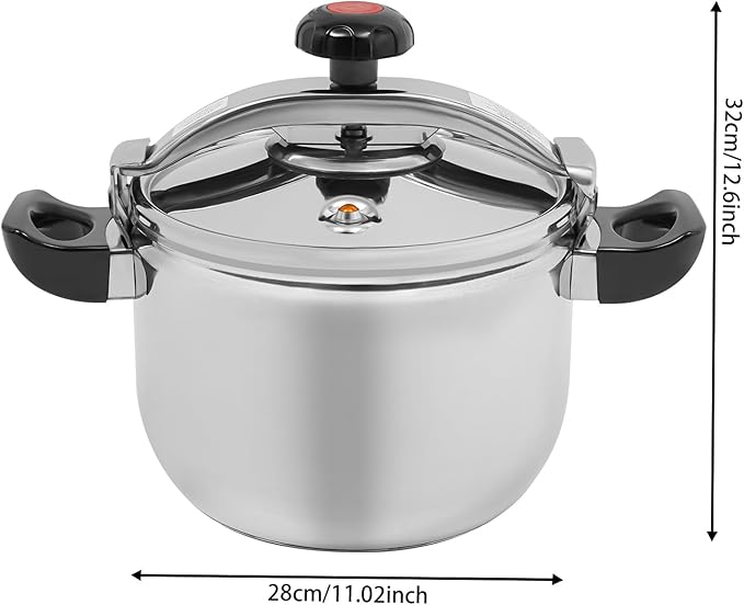 11.6QT Stainless Steel Pressure Cooker, 60Kpa Large Steamer Cooking Pressure Canner, Safety Valves, Compatible with Induction and Gas Stovetops for Family or Commercial