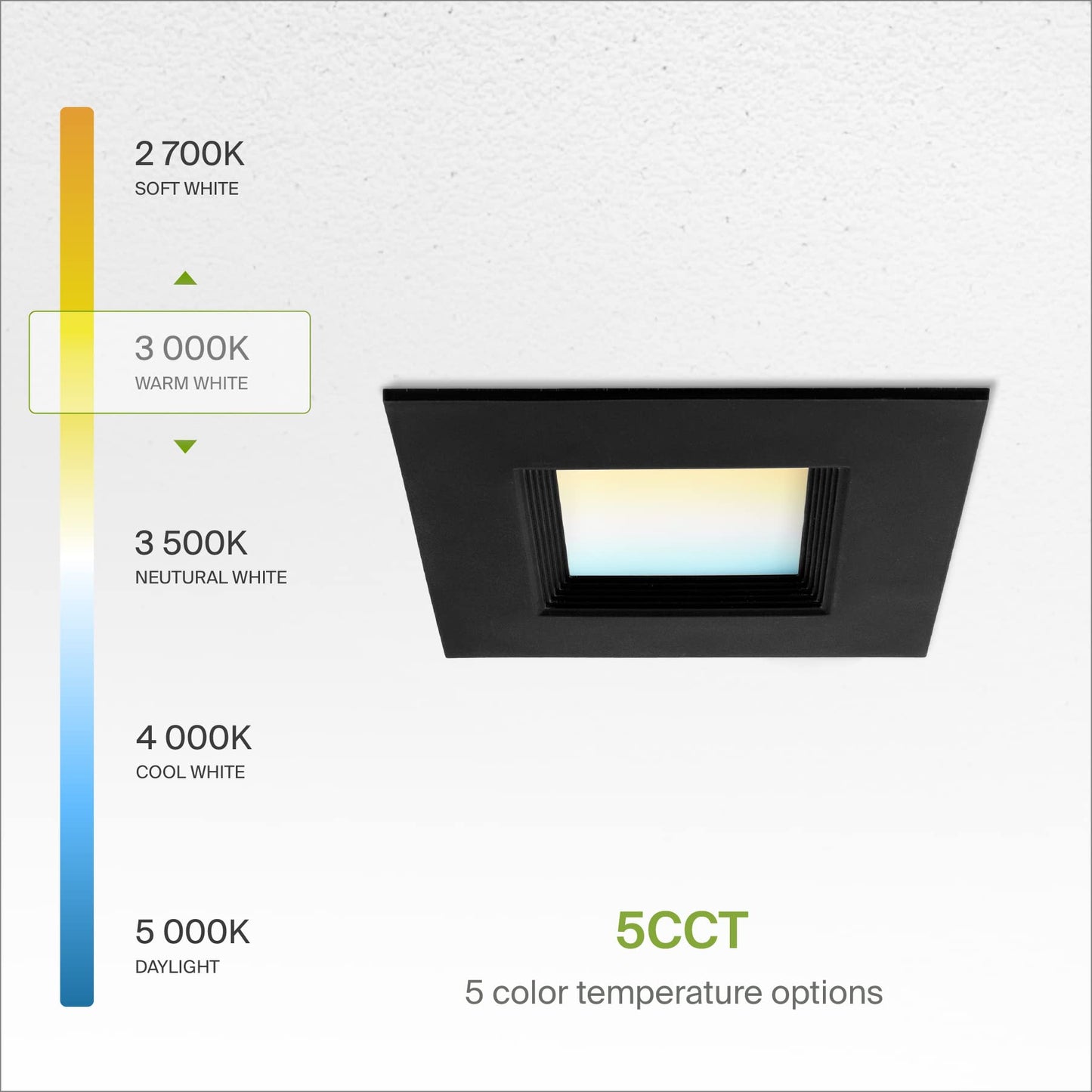 Asd Black 6 Inch Retrofit Led Square Recessed Lighting - 12W 1023Lm 2700/3000/3500/4000/5000K Selectable Dimmable Led Downlight  Wet Rated Cri90 Baffle Trim Square Can Lights  Ul 12 Pack