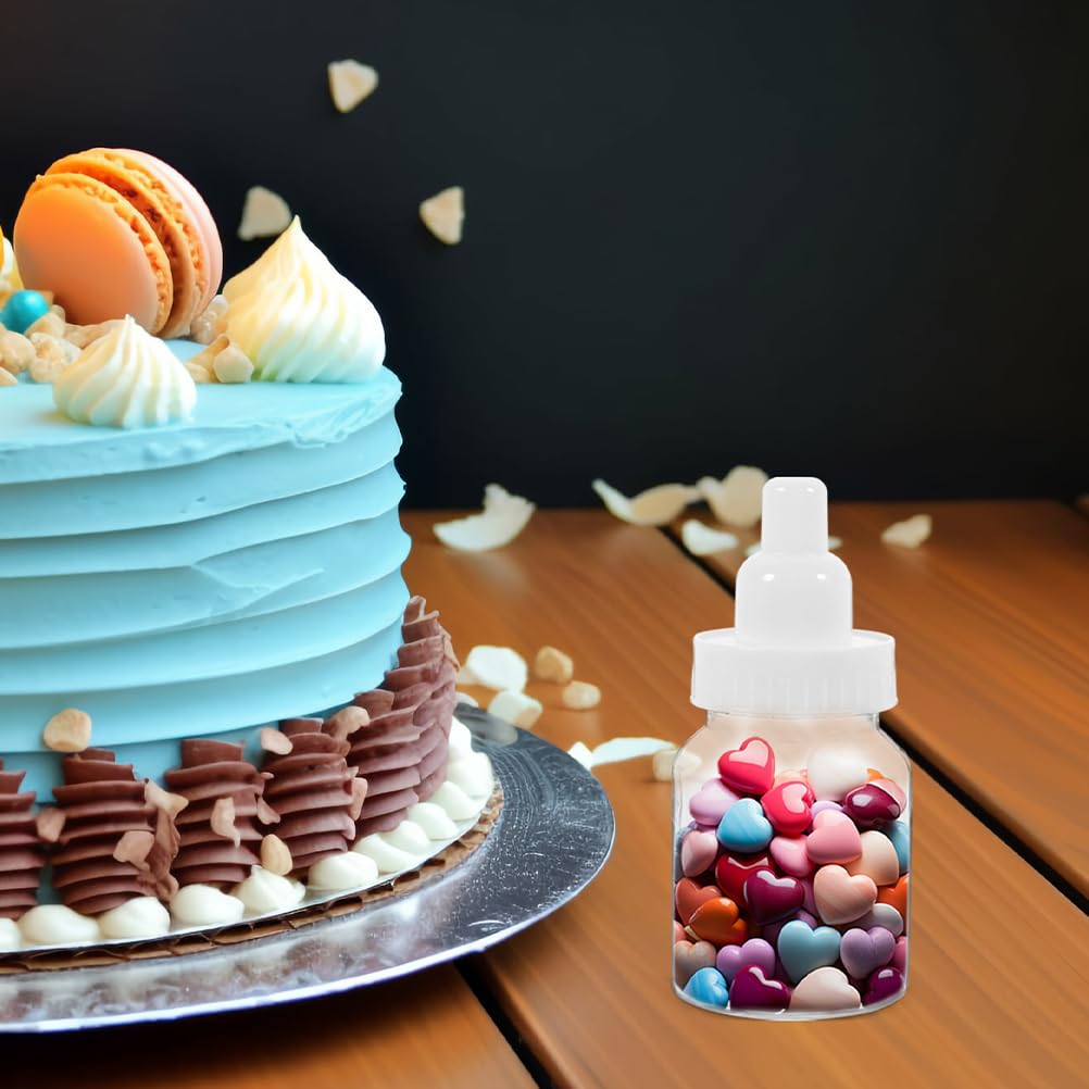 VOSAREA 20PCS Baby Mini Milk Bottle Baby Shower Party Favor Bottle Baby Shower Fillable Feeding Bottle Candy Box Small Plastic Candy Bottle DIY for Boy Girl Newborn Party Decor