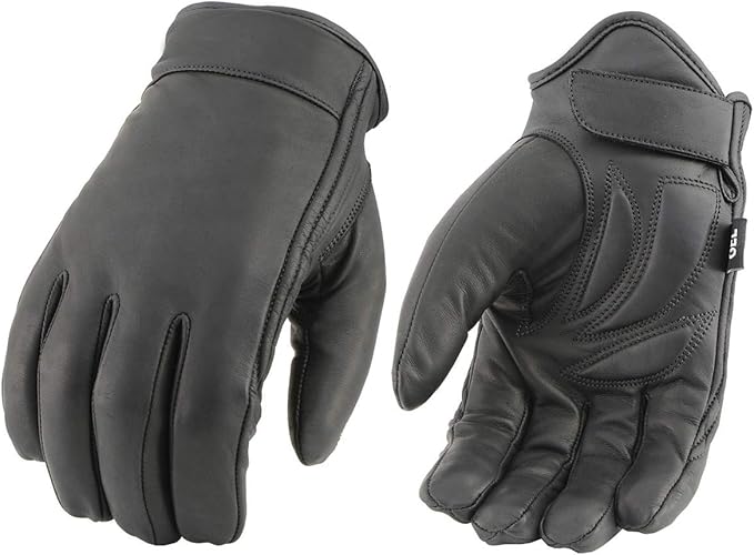 Milwaukee Leather MG7522 Men's Black Leather Waterproof Cruiser Motorcycle Hand Gloves W/Gel Padded Palm