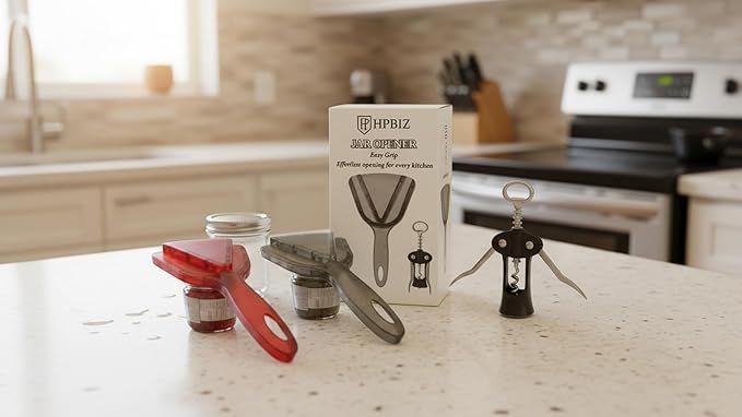 Jar Opener for Weak Hands & Seniors with Arthritis BY HPBIZ Easy Twist-Off Lid & Bottle Opener, Unique Kitchen Gadget & Ideal Christmas Gift for Elderly, Women & Men (Gray)