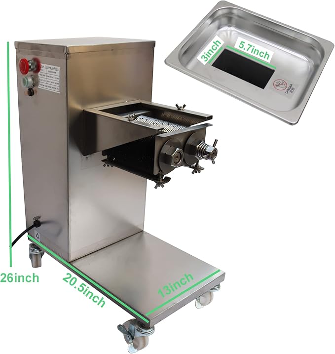 INTBUYING 12mm Meat Cutter Commercial Electric Slicer Shredded Diced for Steak Beef Pork Meat 5.7×3inch Feed Inlet QE