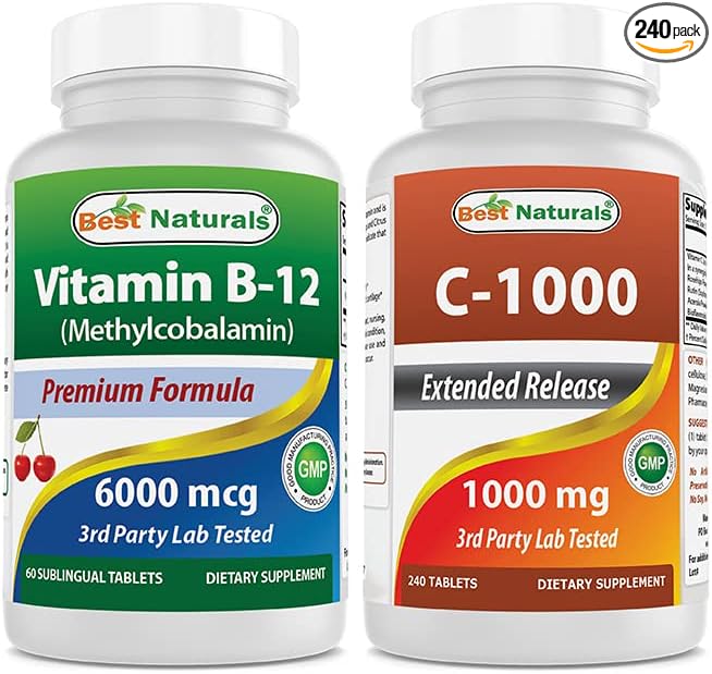 Best Naturals Vitamin B-12 6000 mcg & Vitamin C 1000 mg