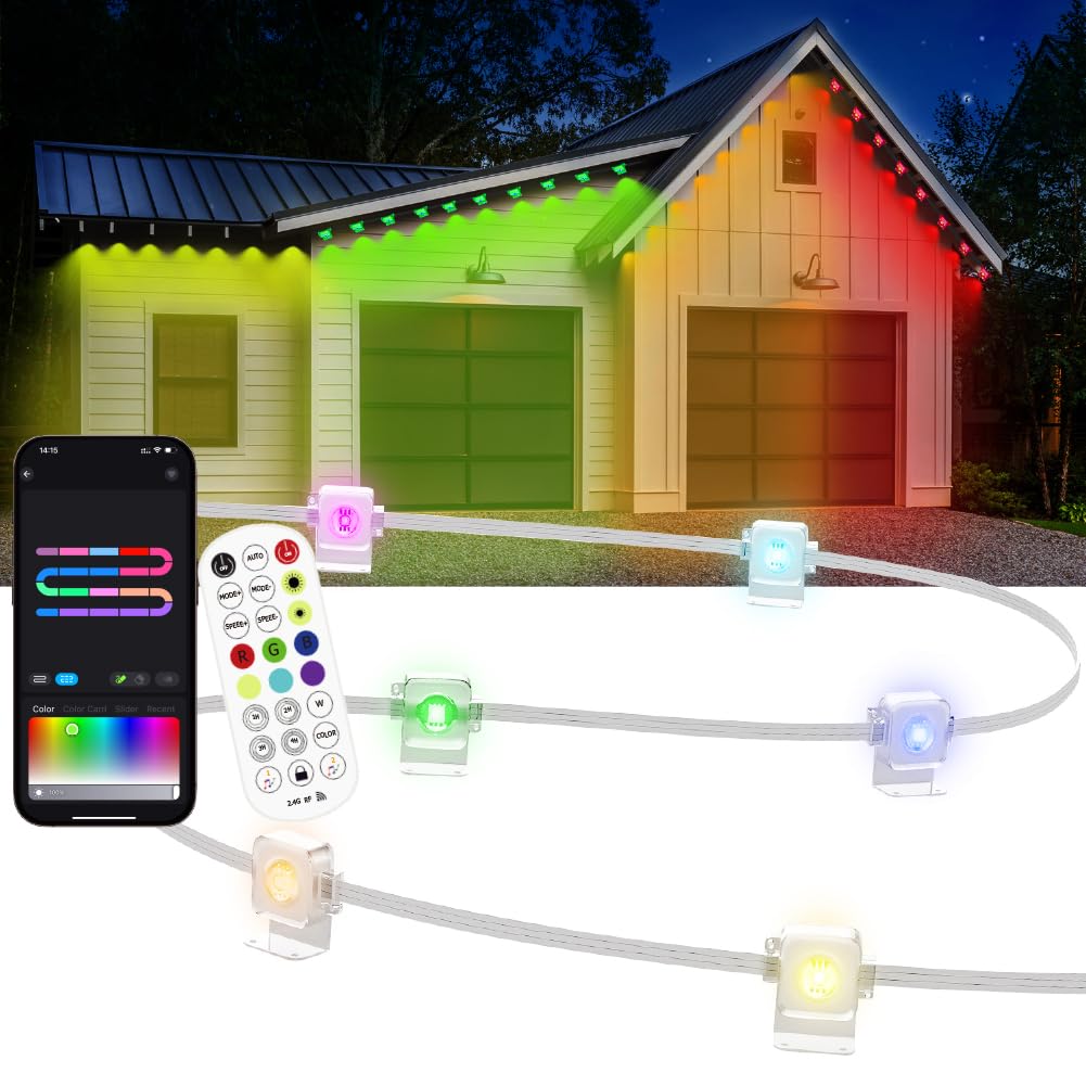 100Ft Permanent Outdoor Light  Smart Rgb Plus Ic Outside Lights For House  App/Remote Control String Light  Work With Alexa  Ip67 Waterproof Led Strip For Daily Party Christmas All Holiday Decor