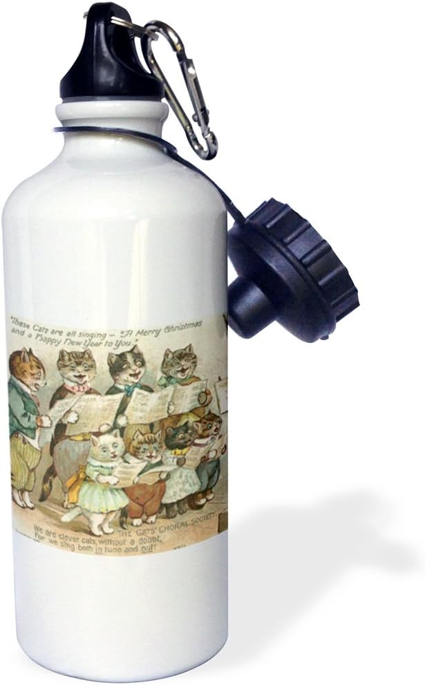 3dRose Cat Choir-Sports Water Bottle, 21oz , 21 oz, Multicolor