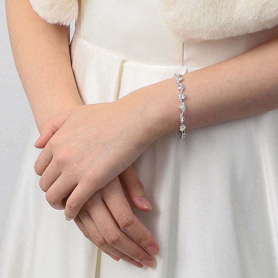 Unicra Bride Crystal Necklace Bracelet Earrings Set Bridal Wedding Jewelry Sets Rhinestone Choker Necklace Prom Costume Jewelry