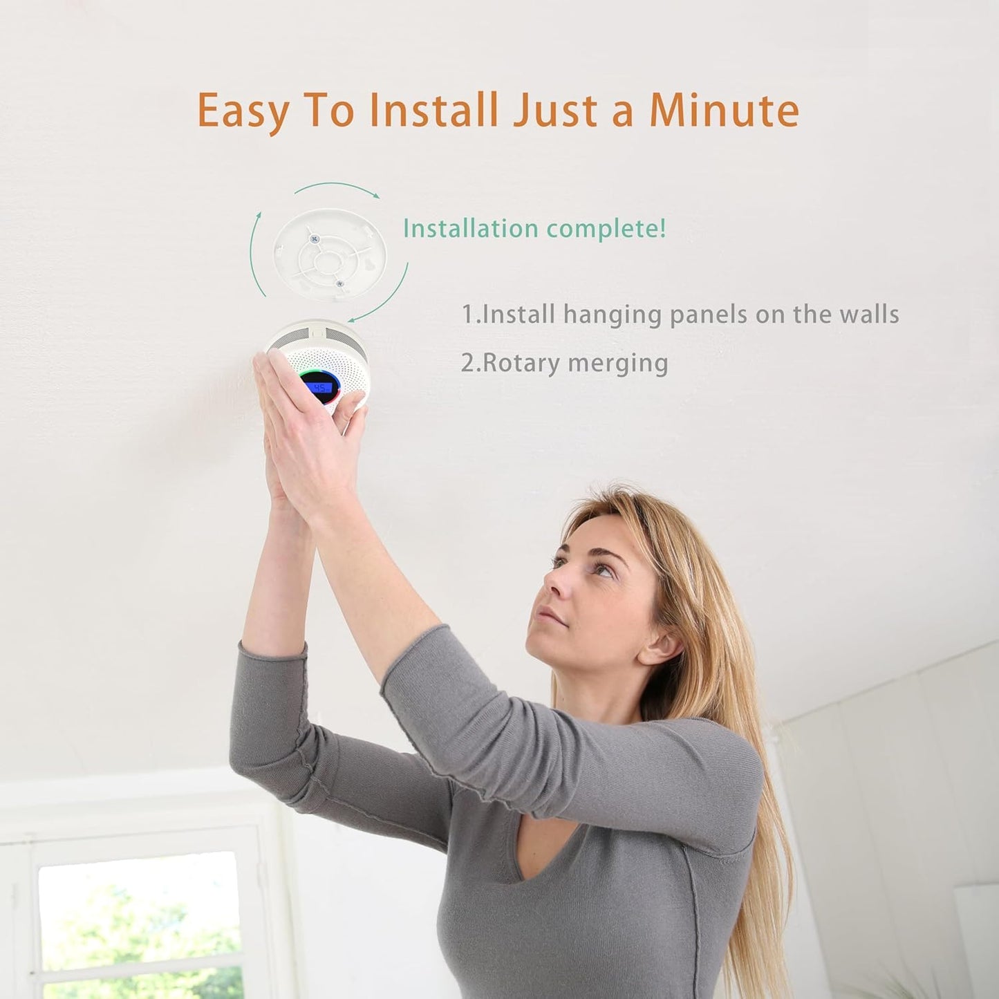 10-Year Battery Smoke and Carbon Monoxide Detector, 2-in-1 Smoke CO Alarm with Digital Display, Reliable Fire and CO Alarm for Home, Bedroom, Kitchen (1 Pack)