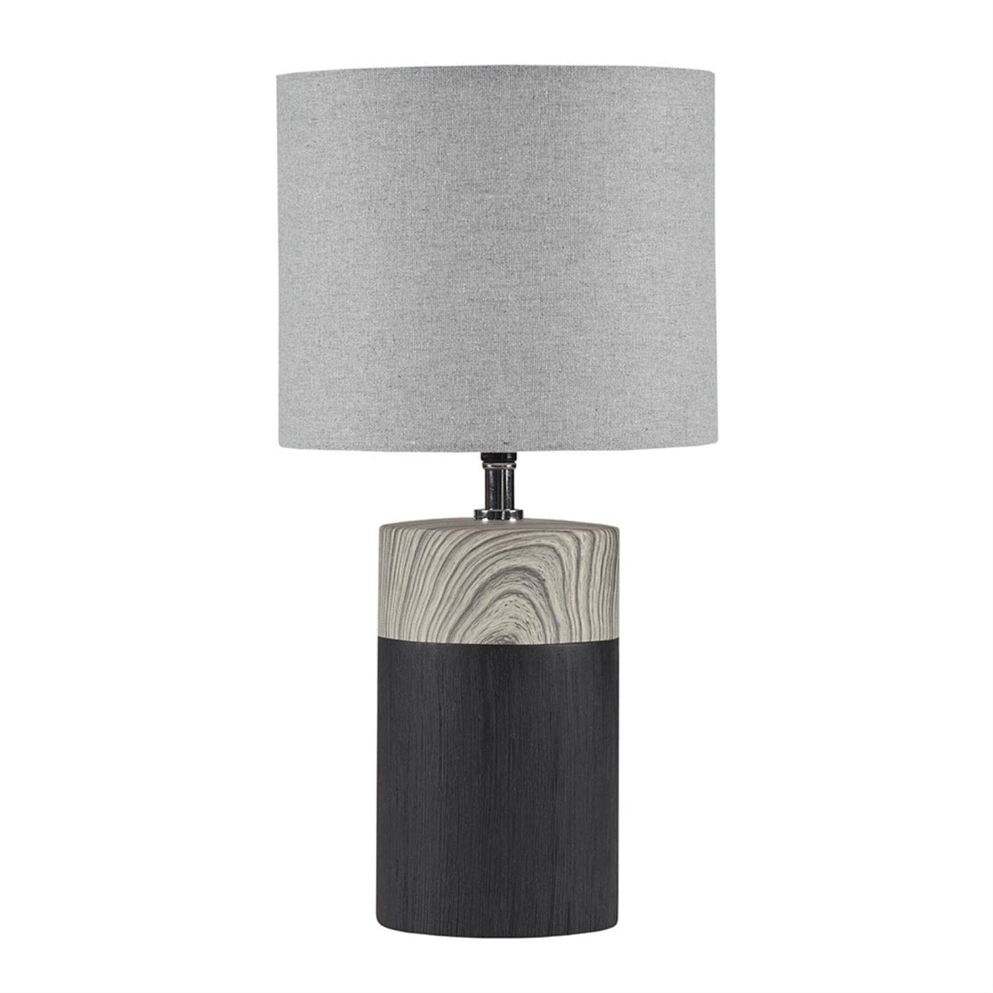 510 Design Nicolo Table Lamp, 2-Tone Ceramic & Woodgrain, 17.35 H, Grey, Nightstand/Desk Lamp, Model 5Ds153-0037
