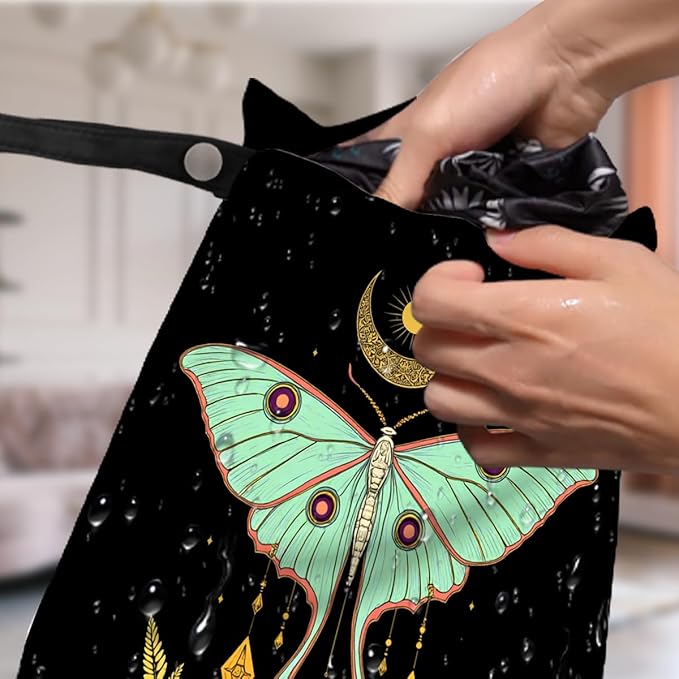 4Pack Witchy Gifts Boho Wet Bag Waterproof Reusable Wet Dry Bag for Swimsuit Diaper Sun Moon Star Butterfly Floral Travel Yoga Toiletries Gift for Women Mom Birthday Christmas Halloween