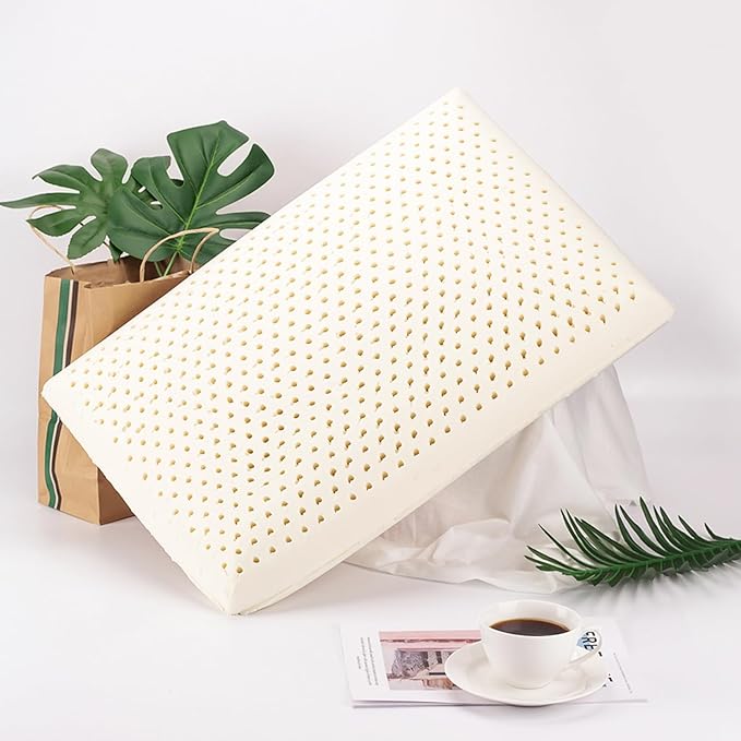 Talatex 100% Natural Premium Dunlop Latex Pillow, Medium Low Pofile Latex Firm Pillow Helps Relieve Pressure, Neck and Shoulder Pain