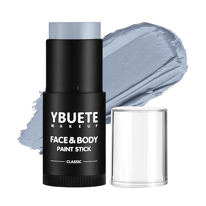 Grey Face Body Painting Stick, Professional Grey Full-coverage Cream Face Paint for Halloween SFX Zombie Grayscale Cosplay Makeup, Washable Eye Body Stick for Adult Costume Party