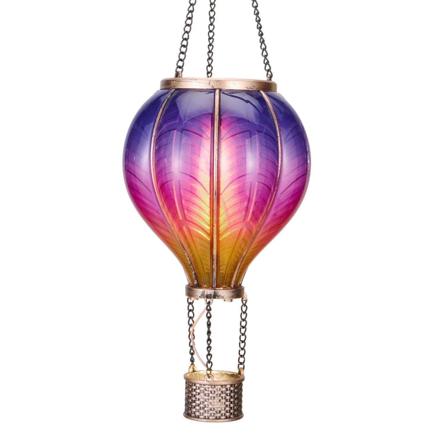 TeresaS Collections Hot Air Balloon Solar Lantern For Garden Decor  Flickering Flame Hanging Solar Light For Outdoor  Purple & Pink Plastic Lamp For Yard Tree Gift For Mom