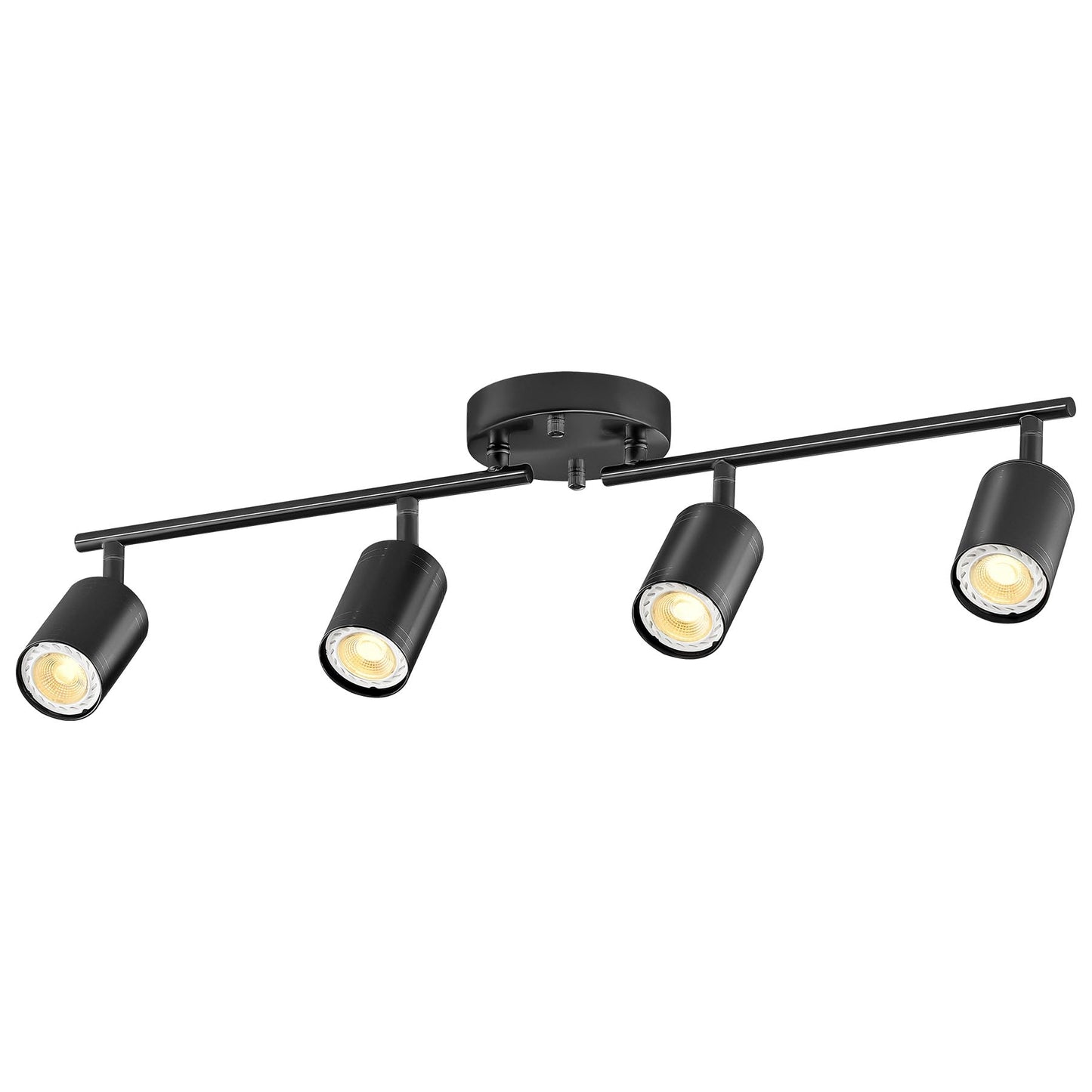 Vonluce 4 Light Track Light Fixture  Led Track Lighting Kit With Rotatable Track Heads  3-Color Gu10 Bulbs Included  Modern Ceiling Spotlight For Kitchen Office Closet Studio Bedroom  Black