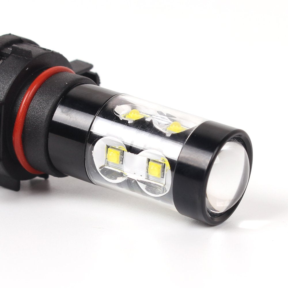Alla Lighting LED Fog Lights Bulbs 2400 Lumens 6000K Xenon White PS19W 5201/5202 Model ALLA-5202-HP-50W Black