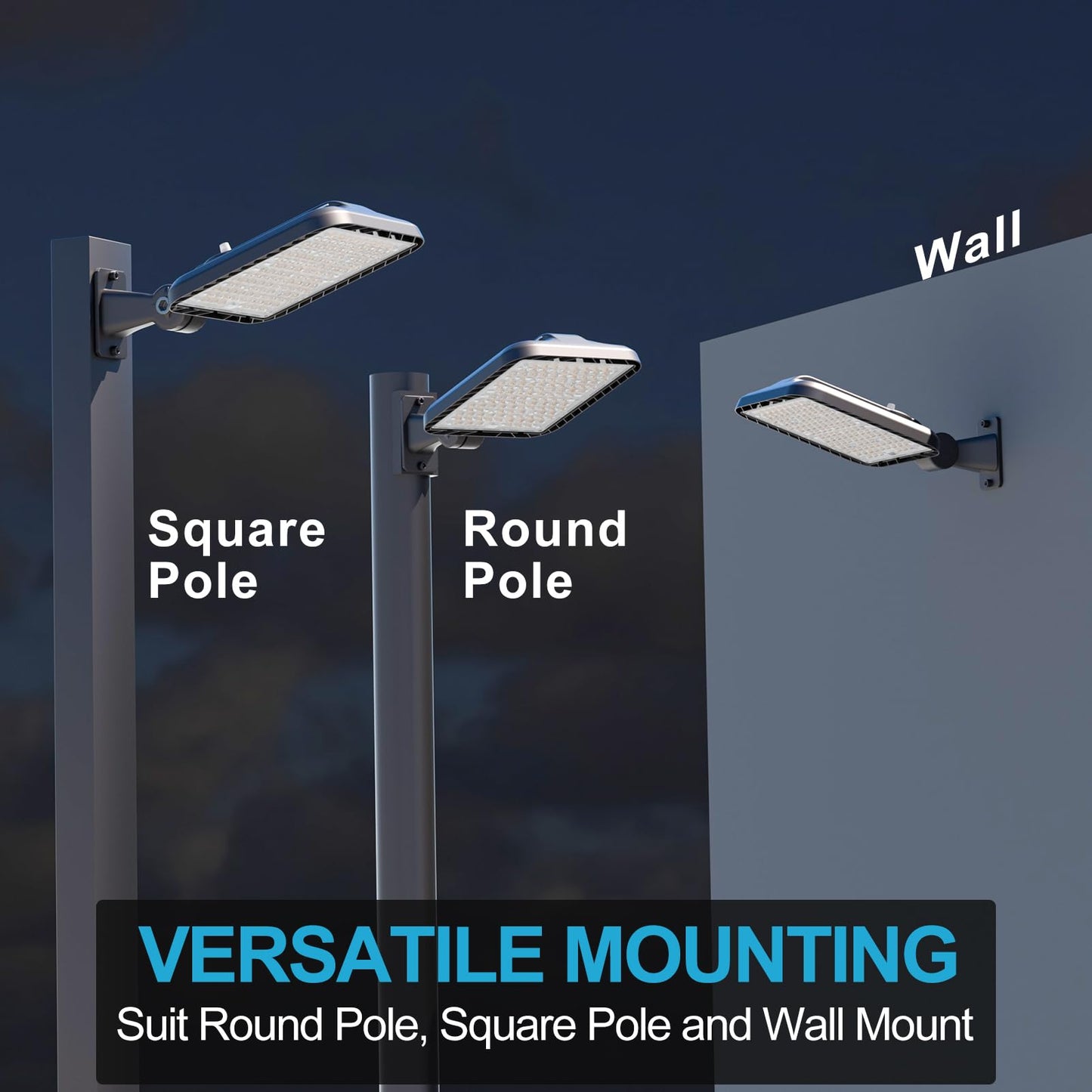 Lightdot 400W(486X1W) Led Parking Lot Light Adjustable Arm Mount Parking Lot Lighting (60000Lm Eqv 1600W Hps) Led Pole Lights Outdoor With Photocel(Height:30~50Ft)-3Pack