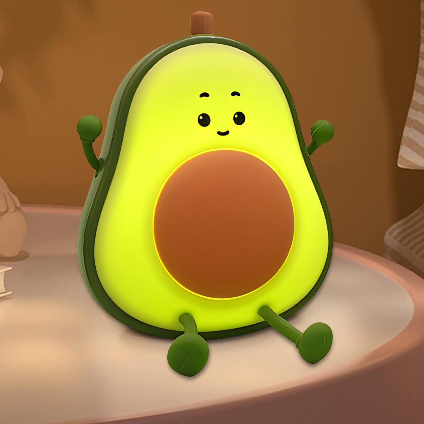 Yesinaly Cute Avocado Night Light for Kids - Touch Silicone Night Lamp for Bedroom Nursery Classroom Lamp Nightlight for Boys Gi