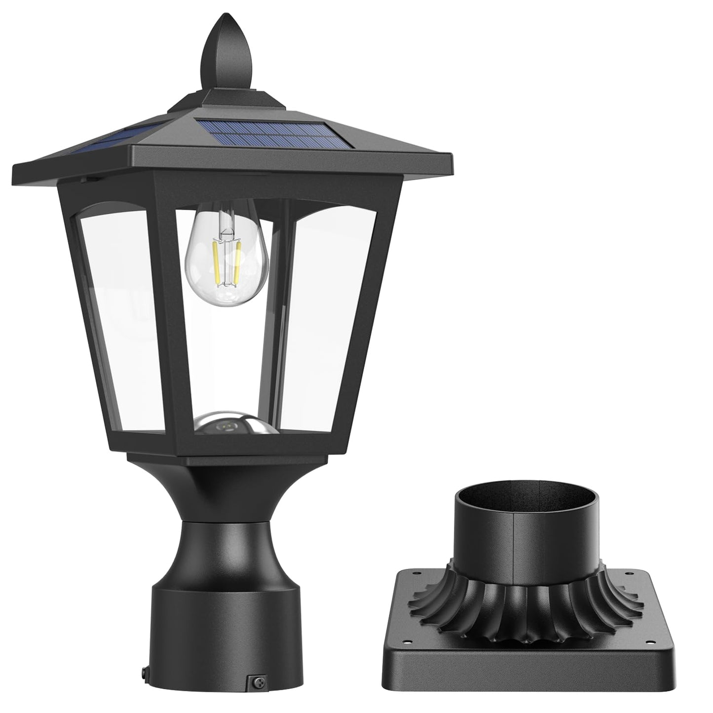Greluna Solar Post Lights, 6000K Dusk to Dawn Outdoor Waterproof Lamp, Cool White, Model PL007
