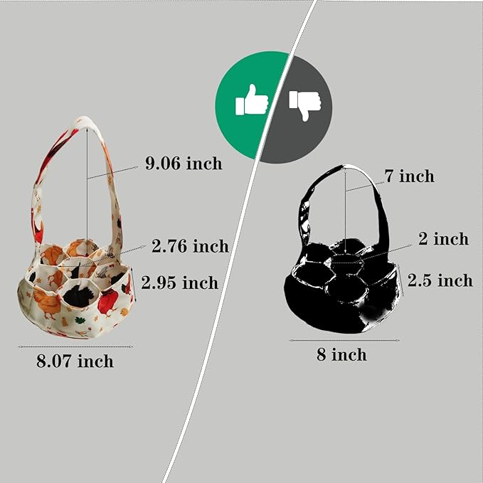 Large Egg Collecting Basket - UKJENT Chicken Egg Gathering Basket Machine Washable, Hold Different Size Eggs Collection Carrier Bag, Fresh Eggs Collector for Chicken Duck Goose, Farm & Home Use