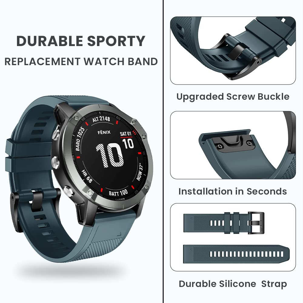 Ancool For Fenix 7X/Fenix 6X/Fenix 5X/Fenix 8 51Mm Watch Band 26Mm Quickfit Bands Compatible With Fenix 6X Pro/7X Pro/5X Plus/3/