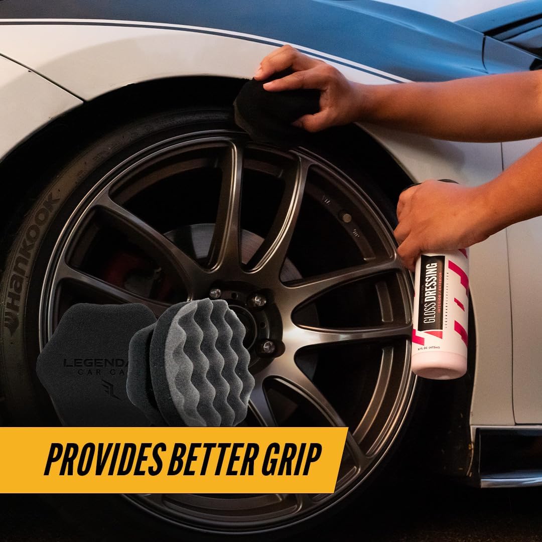 Legendary Tire Shine Applicator Pad (3 Pack) - Hex Grip Reusable Applicator Pads for Polishing - Detailing Sponge for Tire Dressing & Gel - Car Detailing Supplies for Vinyl, Rubber & Trim