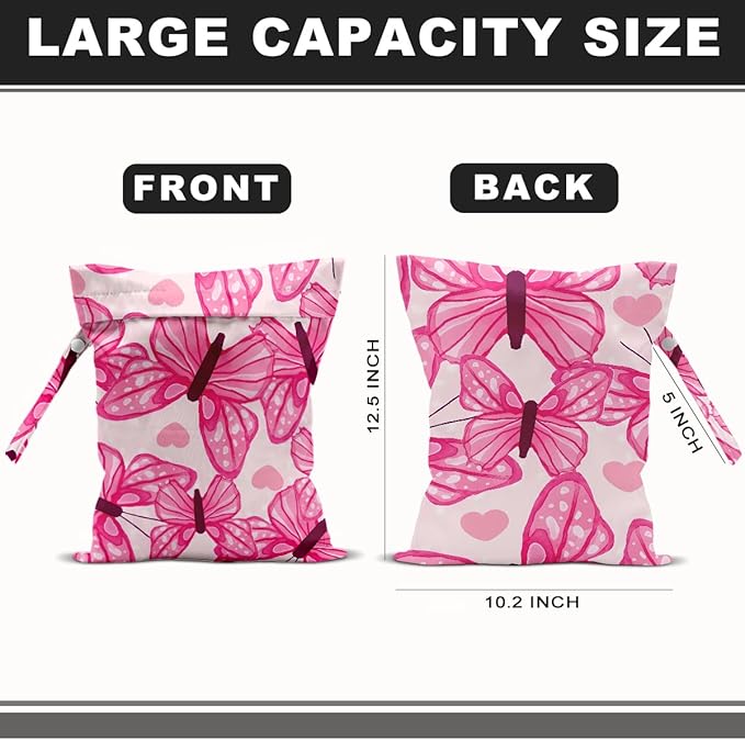 Butterfly Gifts for Women, 2Pcs Butterfly Print Wet Bags, Wet Dry Bag Reusable Zipper Pouch for Swimsuit, Diapers, Beach, Dirty Yoga Gym Clothes, Toiletries, Waterproof Birthday Gifts