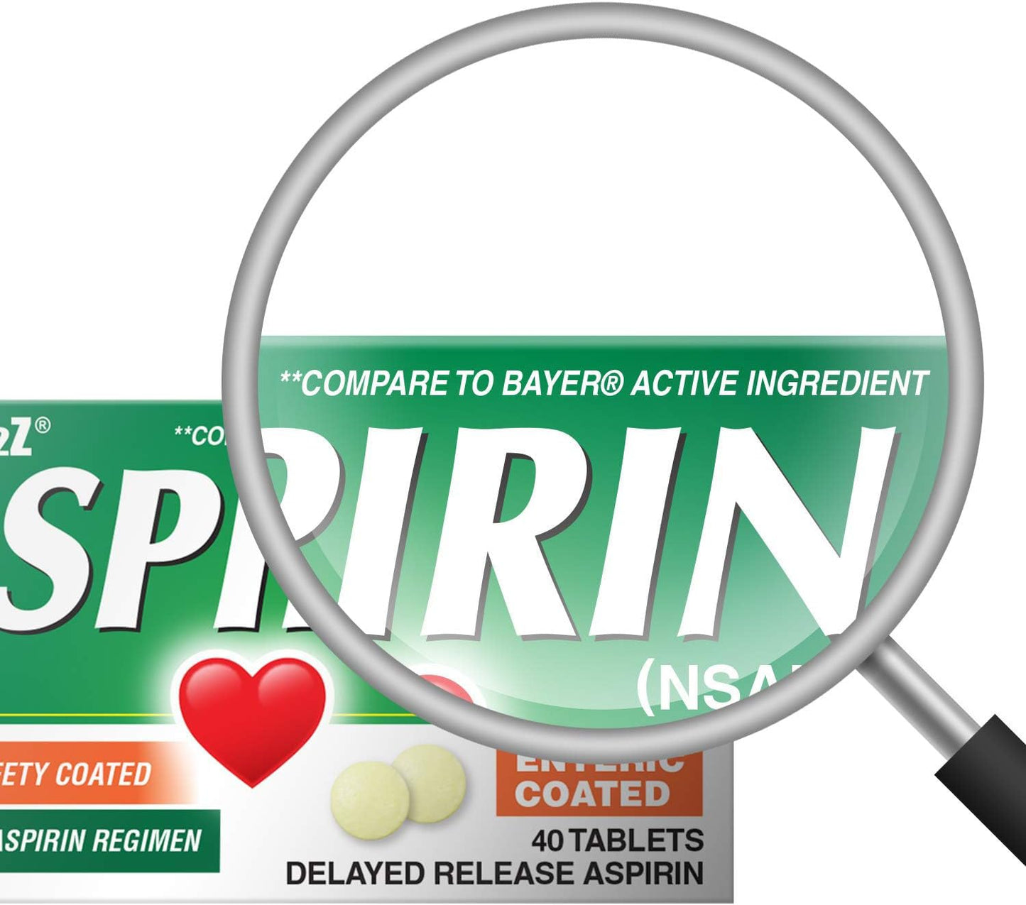 HealthA2Z Aspirin 81mg Low Strength | Enteric Coated | 24 Packs of 40 Counts (960 Tablets Total) | Value Package