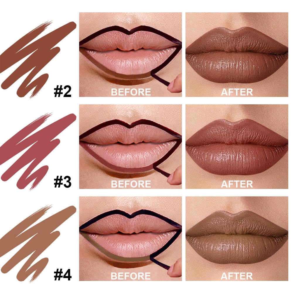 GLSFACE 3 Colors Peel Off Lip Liner with Tweezer Kit, Rich Color Matte Finish Lip Tint Stains Makeup Set for Women, Long Lasting