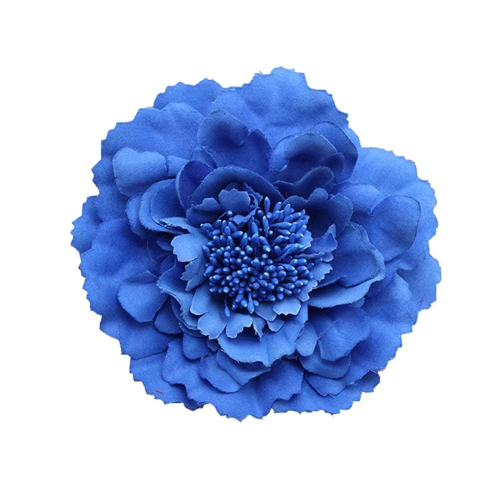 Koolgil Women's Bohemia Peony Flowers Hairpin Hair Clip Flower Brooch for Travel Party Festivals (Royal Blue) (Pack of 1)