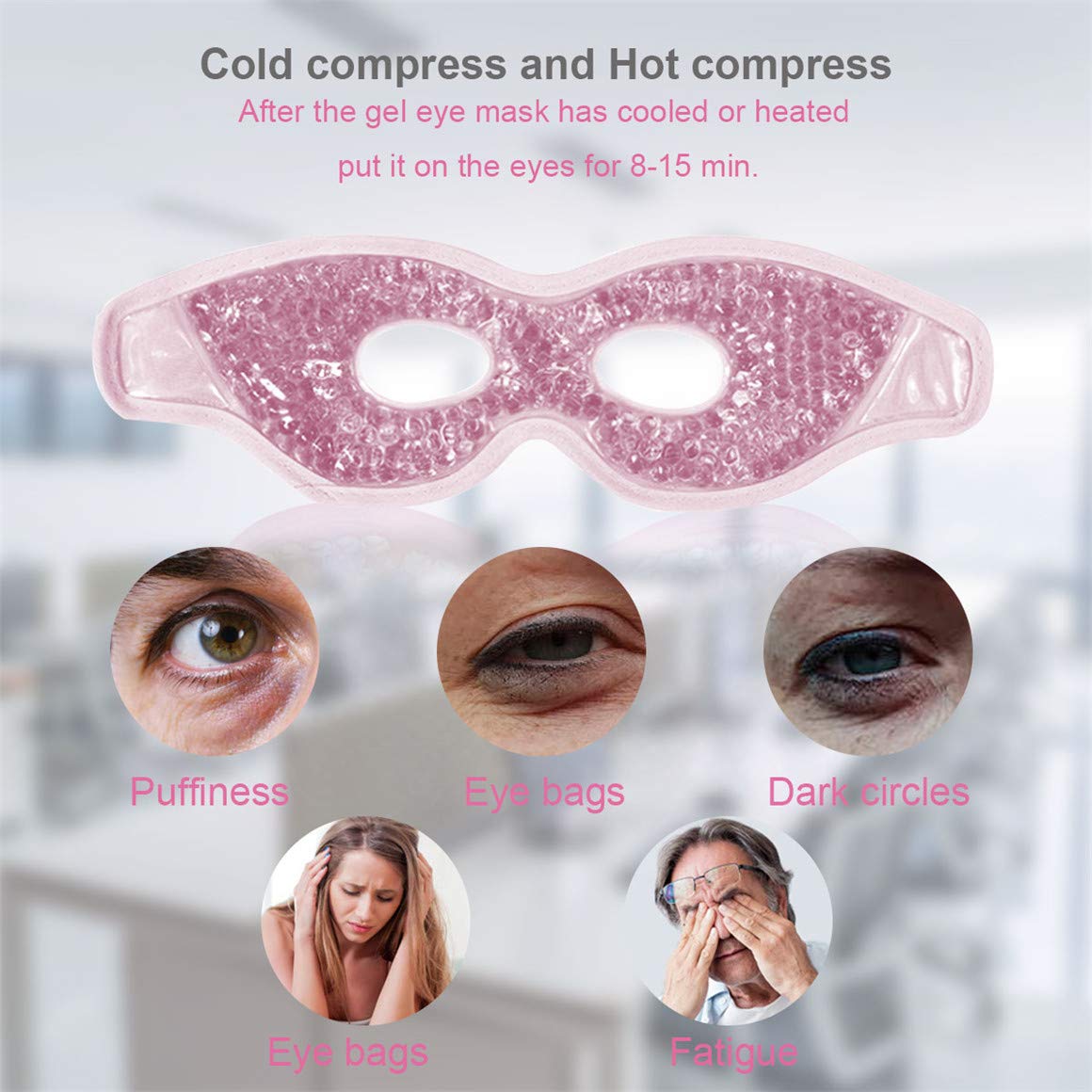 Ruzzut Cooling Gel Eye Mask with Eye Holes, 2 PCS Cold Eye Packs for Puffiness & Swelling, Reusable Hot Cold Compress Heat Ice Gel Pack, Purple and Pink