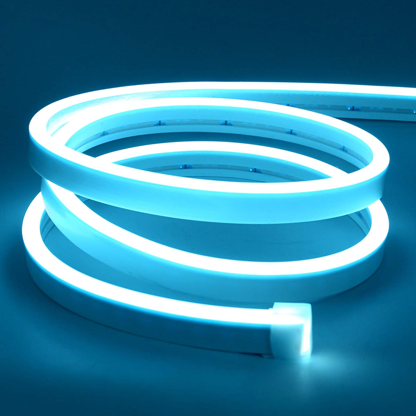 Lamomo LED Neon Strip Light, 16.4ft Waterproof Silicone, Ice Blue, 12V, 1cm Cut, DIY Neon Sign for Indoor/Outdoor Decoration