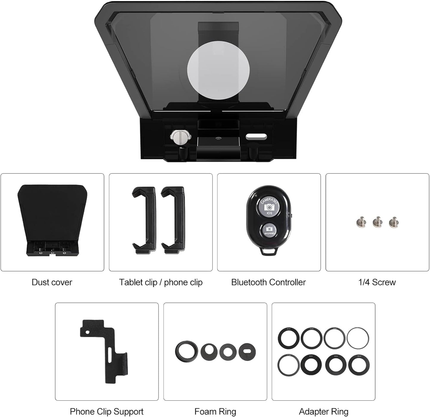 Gvm Teleprompter Portable For Ipad, Tablet, Smartphone & Dslr Cameras, Teleprompter Kit With Remote Control & Flexible Holder, T