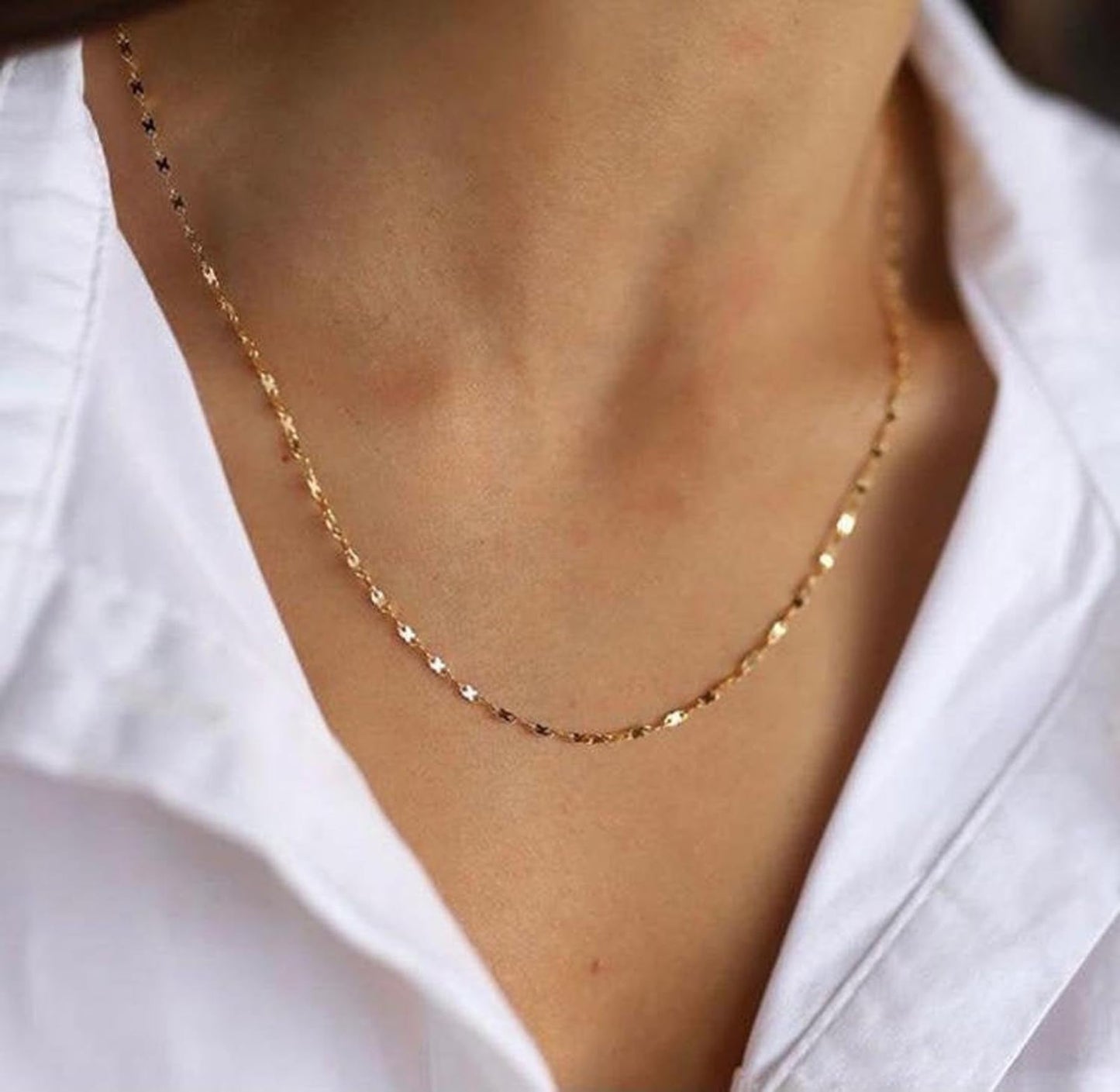 BERISO 14K Gold Plated Choker Necklace for Women Lip Chain Necklace