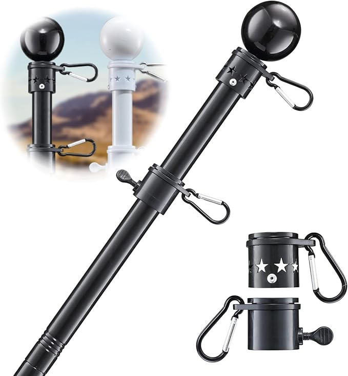 Flag Pole for Outside House - 5ft Heavy Duty Stainless Steel Flag Pole Kit, Tangle Free Spinning Flagpole Holder For Outdo...