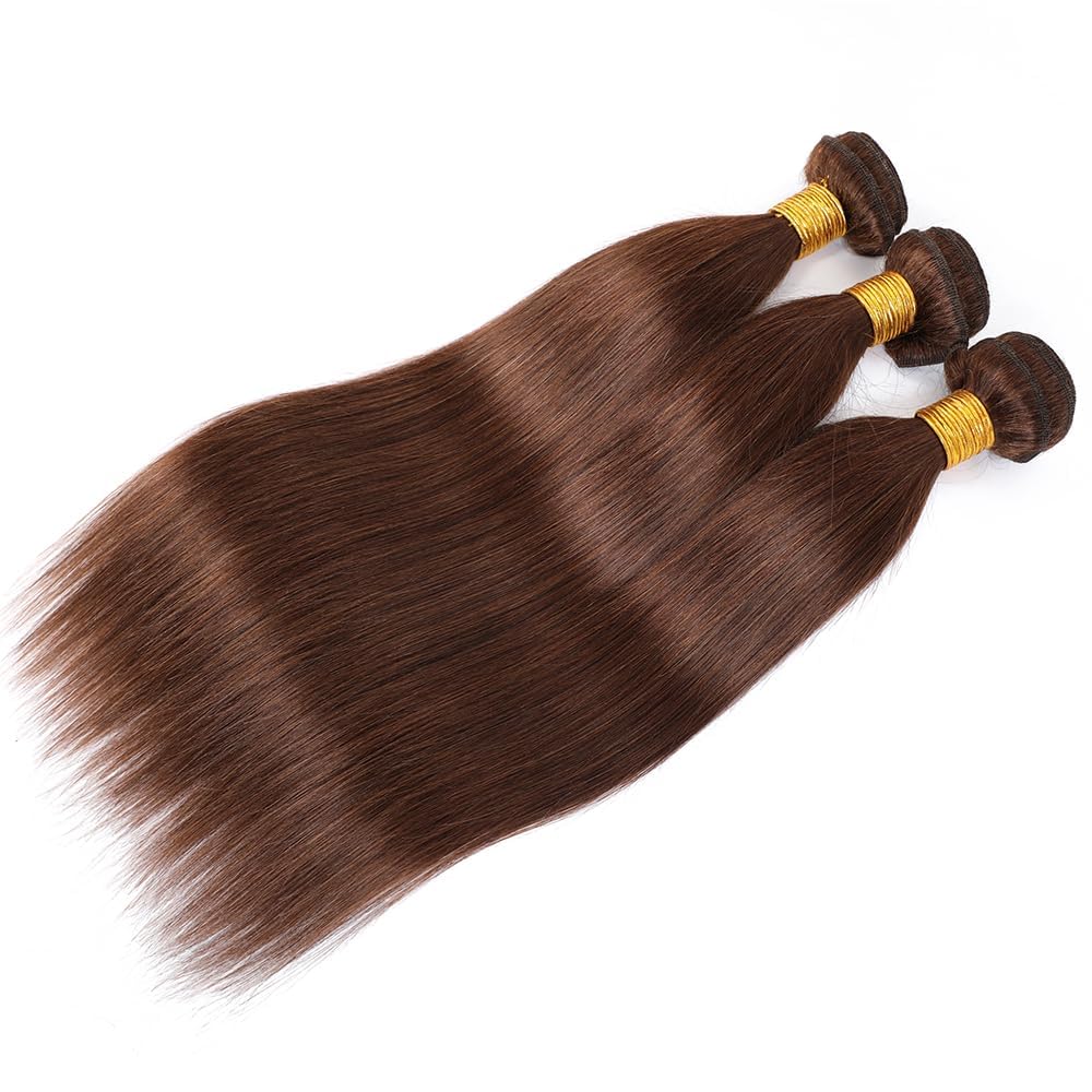 Lagalaga Bundles Human Hair 22 24 26 Inch Straight Dark Brown 4 Color Human Hair Bundles Unprocessed Brazilian Virgin Hair Quick