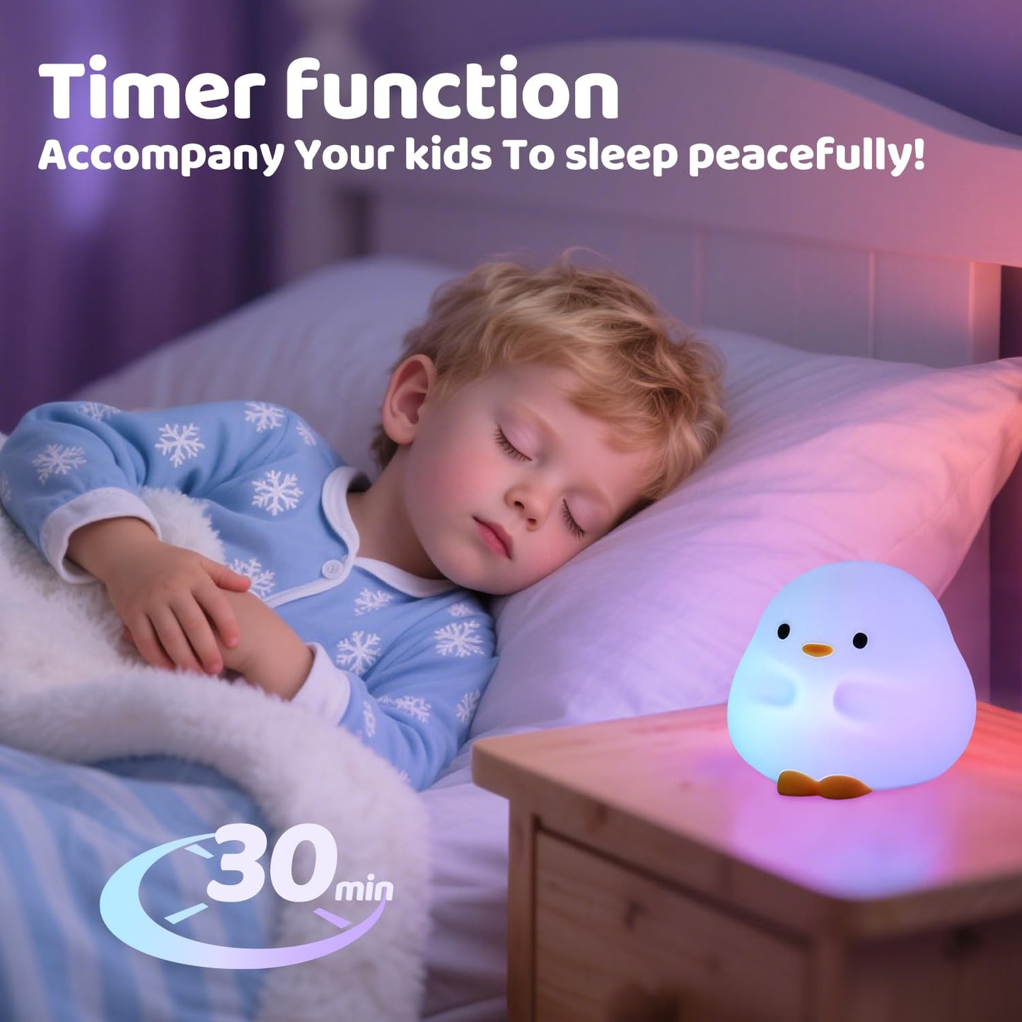 Rytinazzz Duck Silicone Night Light For Kids - Color Changing Led Lamp With Soft Touch  Usb Rechargeable & Long Battery - Cute Touch Control Duck Light For Kids Room & Birthday Gifts