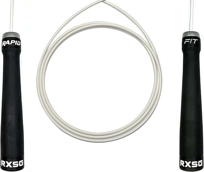 RX Smart Gear RapidFit Jump Rope | Adjustable Jumping Rope w/Ergonomic Dual Bearing Handles, Fitness Skipping Rope for Exe...