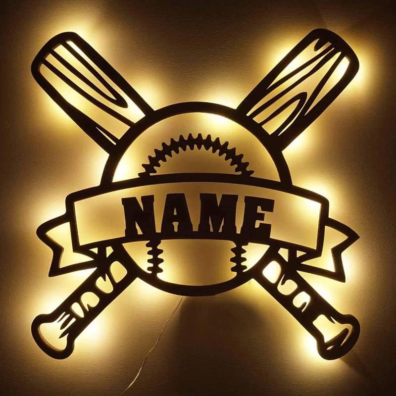 Personalized Name 7 Colors Baseball lamp Custom Baseball Wall Art Night Light LED Name Sign Gift for Men Baseball Lover