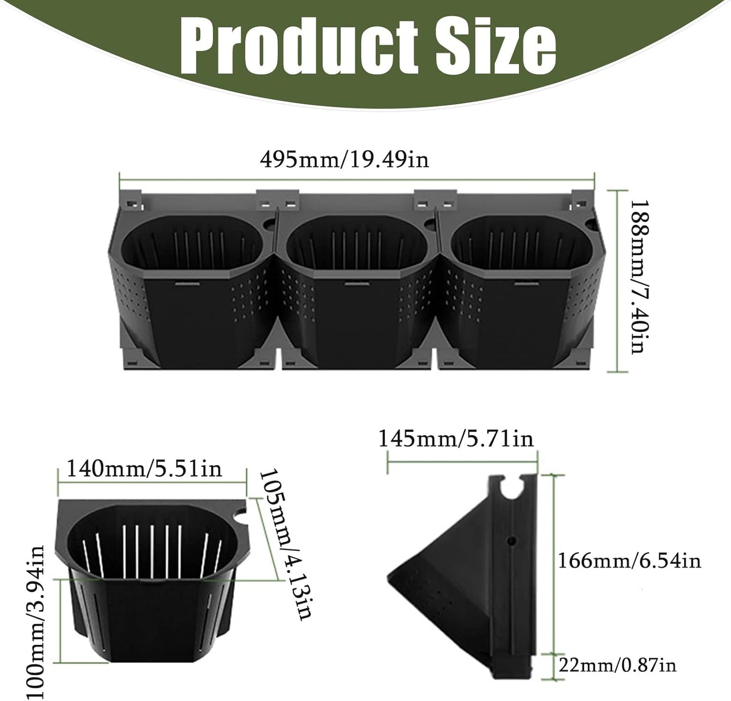 Self Watering Wall Planter with 3 Pots, Vertical Garden Planter for Indoor Plants, Mounted planters Hanging Flower Herbs Vegetables, Wall Garden for Home