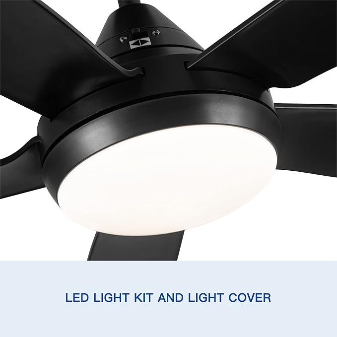 NicBex Ceiling Fan 56 Inch Modern Ceiling Fans with Integrated LED Light and Remote Control Double Finish Ceiling Fan with 5 ABS Blades for Living Room, Bedroom, Black