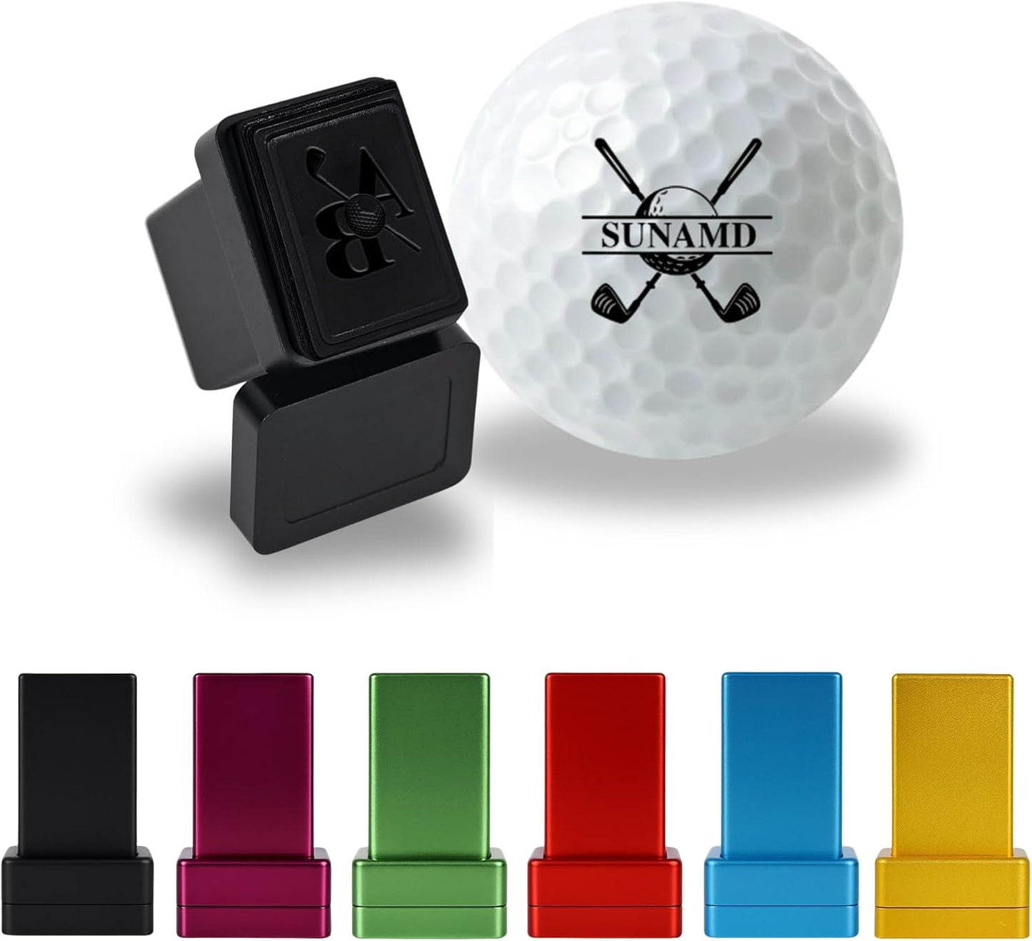 Custom Golf Ball Stamp Personalized, Self-Inking Monogram Ball Marker Stamper with Name Logo, Waterproof Ink, Customizable Golf Accessories for Golfers, Unique Reusable Gift for Men Women