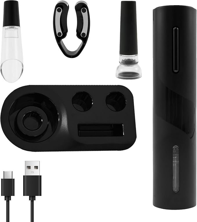 1Pcs Electric Bottle Opener ABS Electric Wine Opener Rechargeable Electric Corkscrew Wine Opener Extended Life Electric Bottle Opener with Storage Base Electric Wine Opener for Wine Bottles