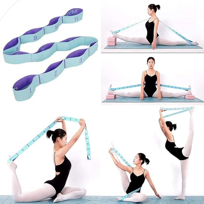 Elastic Stretching Strap with 11 Loops, Multi-Loop Yoga Stretching Strap Elastic Exercise Band, Improve Flexibility Arm Le...