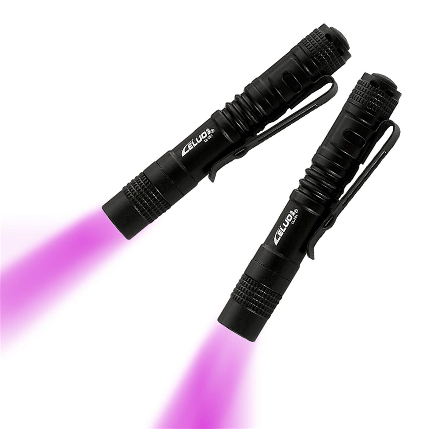 LELUOHQ 2 Pack UV Penlight Flashlight Mini LED Tactical Torch High Lumens Blacklight Detector for Money, Pet Urine, Stains, Bed Bug - Short Purple Light