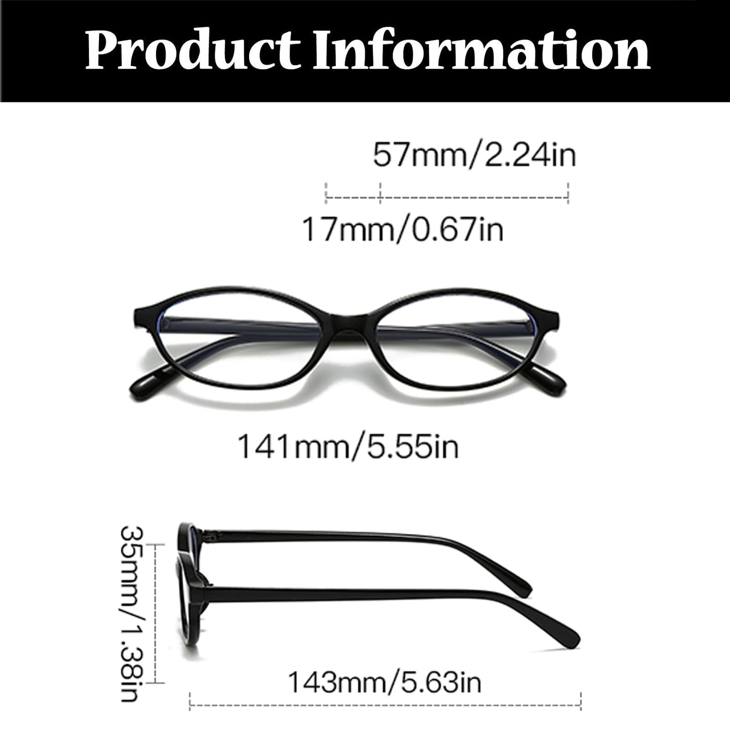 Ljczka Oval Blue Light Blocking Glasses For Women Men Retro Small Oval Frame Y2K Cat Eye Computer Eyeglasses Clear Lens (Bright