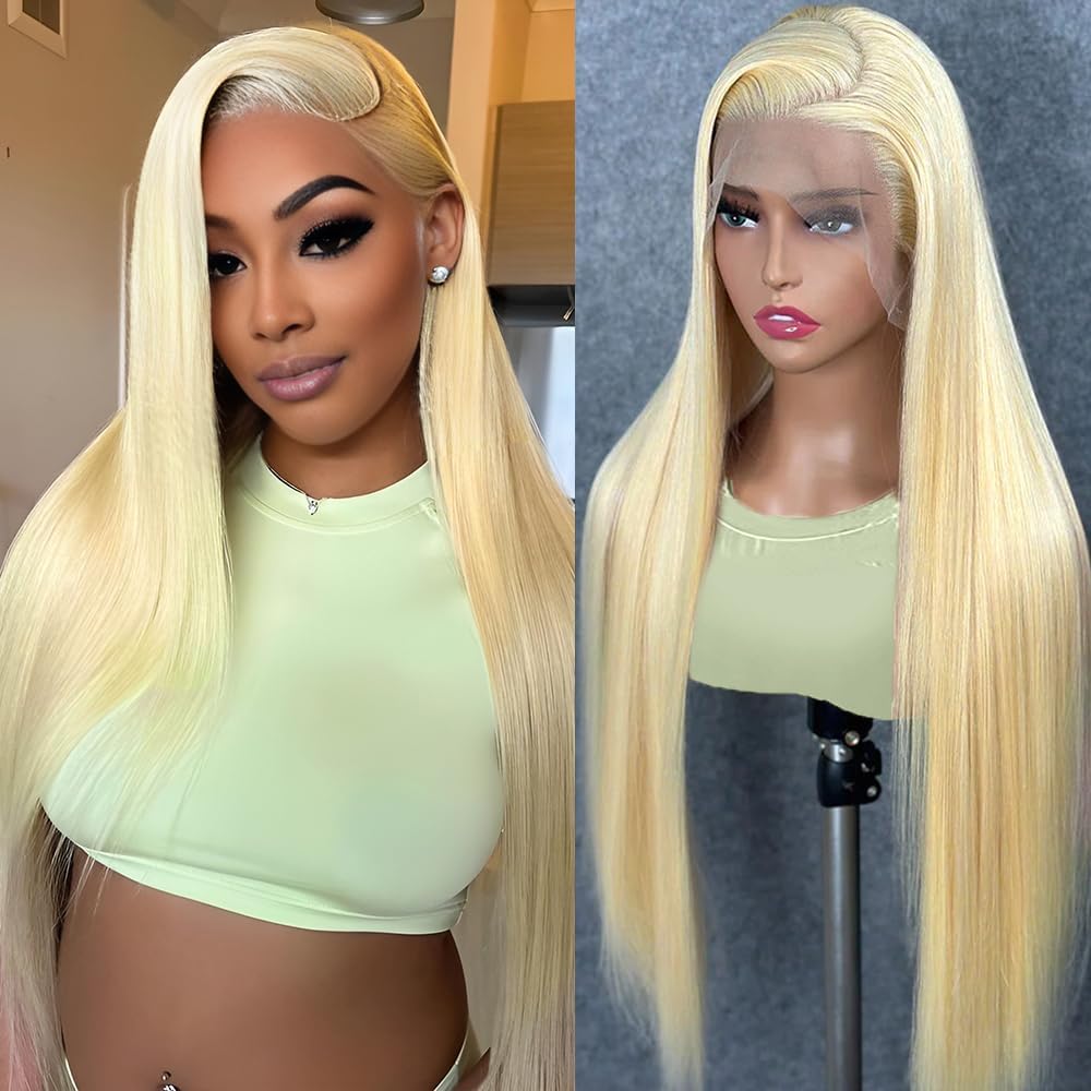 ENFLOKT 613 Lace Front Wig Human Hair 200% Density Straight Blonde 13x6 Lace Frontal Wigs Human Hair Pre Plucked Blonde Wig Huma