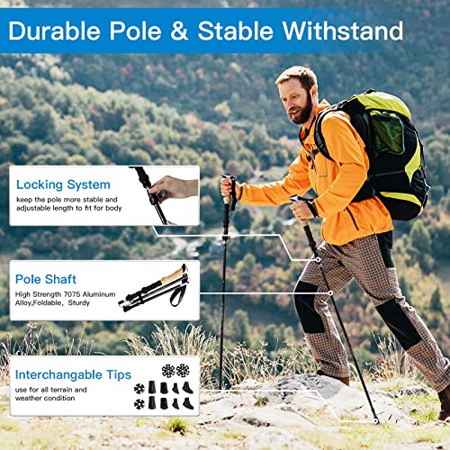 Night Cat Trekking Poles Hiking - Walking Sticks 2 Packs Aluminum 7075 Lightweight Foldable Collapsible Adjustable Extenda...