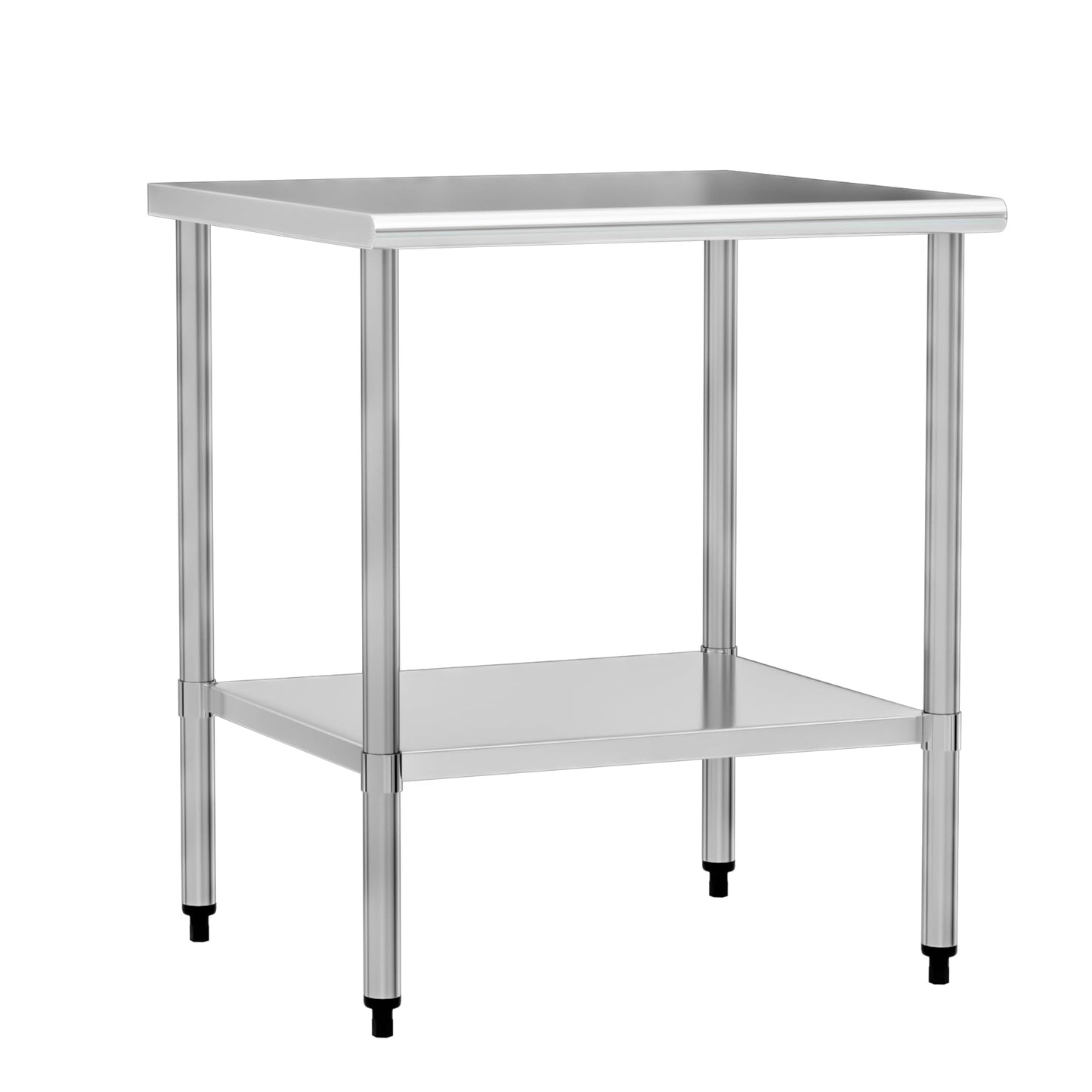Stainless Steel Work Table 30 x 30 Inch with Adjustable Undershelf, Heavy-Duty Metal Prep Table for Commercial Kitchen & Restaurant, Garage, Outdoor