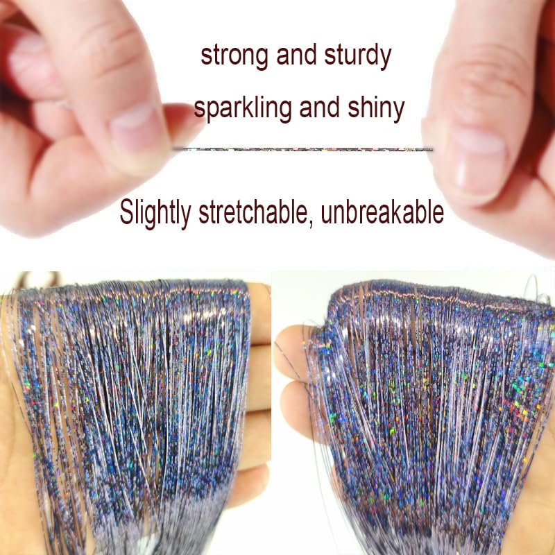 CelineBella Iron Grey Charcoal Gray Hair Tinsel,5 PCs/Pack,48 Inch,Heat Resistant,Dark Gray Hair Extensions for Kids Girls (Boxe