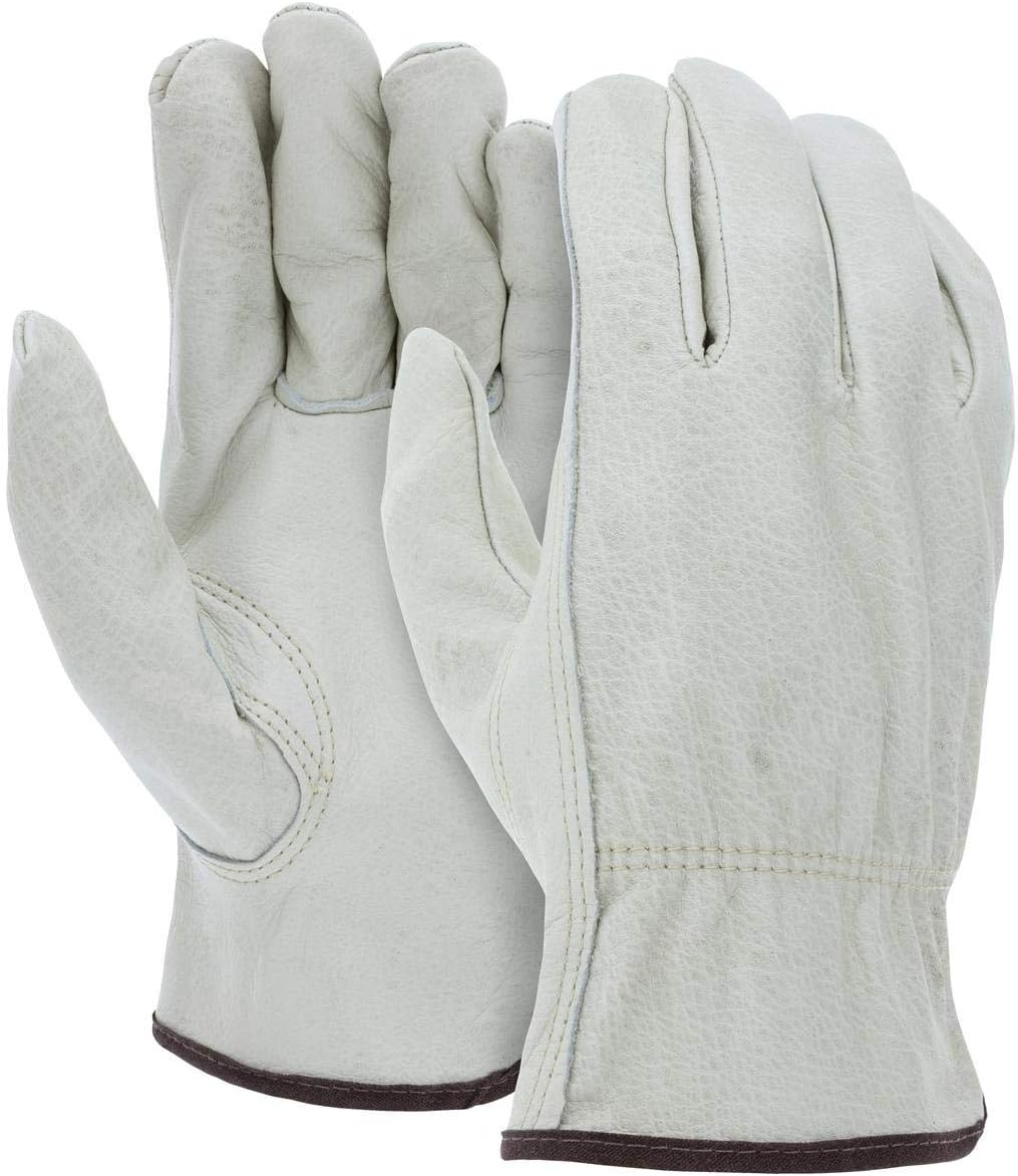 ATERET 24 Pairs X-Large Heavy Duty Durable Cowhide Leather Work Gloves I Driver Gloves for Truck Driving, Warehouse, Gardening, Farming