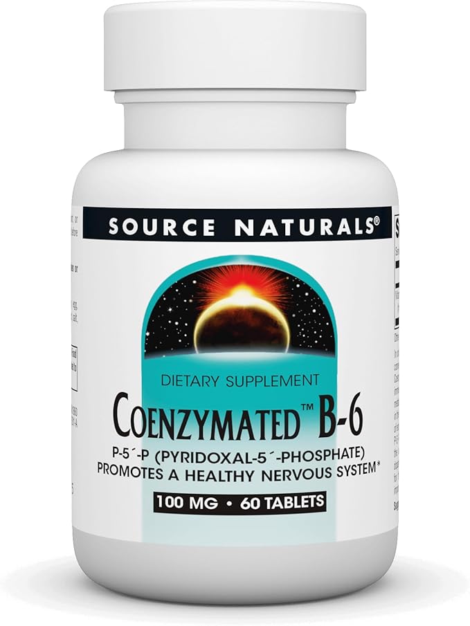 Source Naturals Coenzymated B-6,P-5´-P (PYRIDOXAL-5´-Phosphate) Promotes a Healthy Nervous Sytem* - 100 mg 60 Tablets